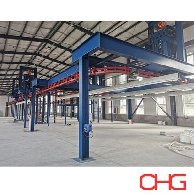 Bom preço Linha automática de revestimento em pó que combina carregamento manual e sistema de transporte aéreo para processamento de perfis de alumínio on-line