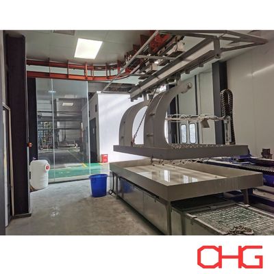 Linha de produção de pulverização de pintura úmida líquida de peças de máquinas pesadas com unidade de controle PLC