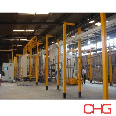 Equipamento de linha de revestimento de pó de hardware controlado por PLC com sistema de transportador e cabine de pulverização