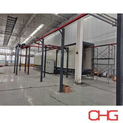 Linha de revestimento automático de pó para hardware de perfil de alumínio com sistema de transportador